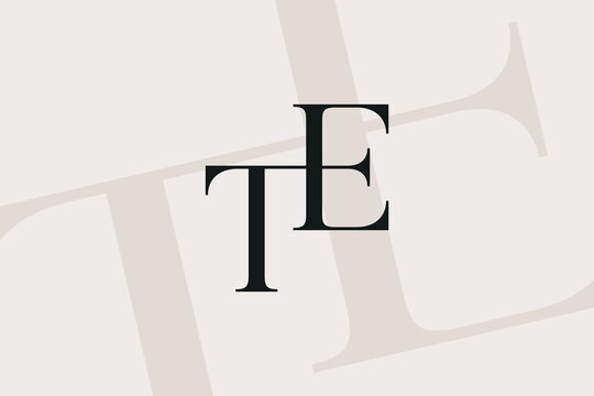 TE or ET letter logo icon design. Classic style luxury initials monogram.