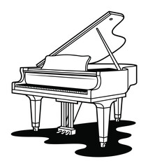 Black and White Line of a Grand Piano