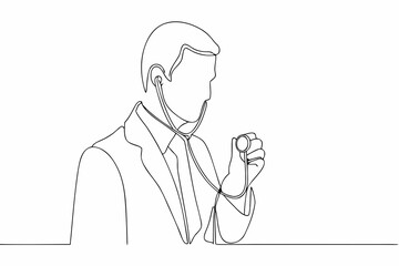 Fototapeta premium Line drawing of a doctor examining a patient with a stethoscope