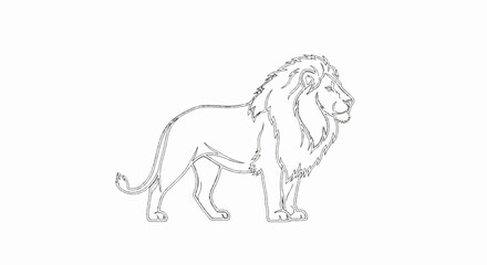 Fototapeta premium Stylized line art illustration of a majestic lion, standing in profile