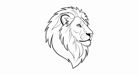 Fototapeta premium Stylized line art portrait of a male lion's head facing right