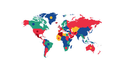 Fototapeta premium Colorful world map illustration with dots representing global connectivity