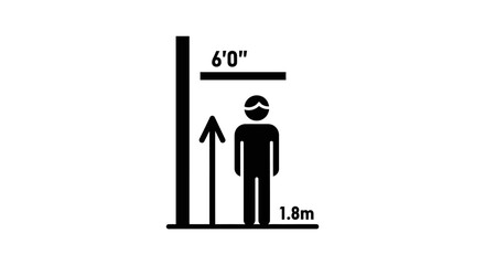 Fototapeta premium Infographic Icon of Person Standing Next to Height Measurement