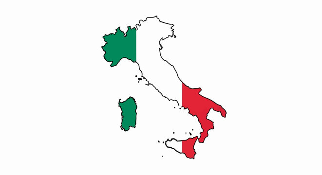 Stylized map of Italy with its flag colors