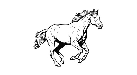 Running horse silhouette vector illustration on white background © azi