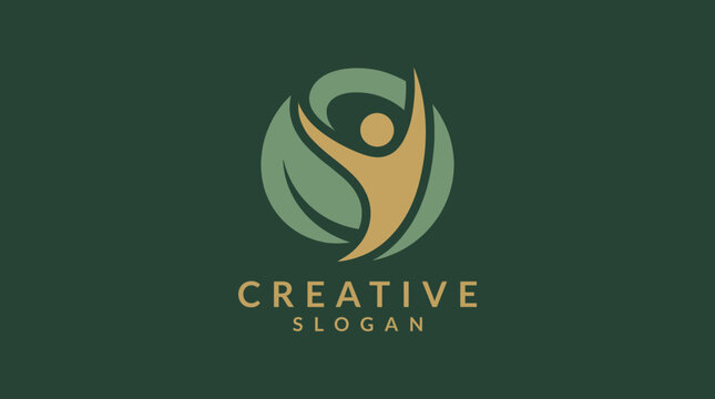 A vibrant logo design showcasing a human figure in motion, emphasizing creativity, vitality, and connection with nature through its colorful and dynamic elements and shapes.