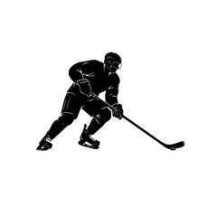 Obraz premium Untitled-19.ai Ice Hockey Player Action Silhouette Black and White Sports Illustration