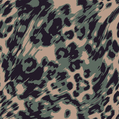 Fototapeta premium 3 colors ghostly blurred vector leopard jaguar animal skin seamless pattern, modern abstract animal print design with soft faded edges and ethereal diffusion effect, elegant hybrid leopard and jaguar 