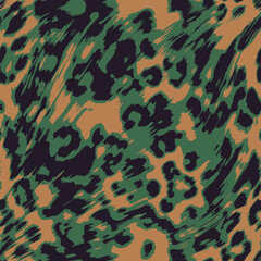Fototapeta premium 3 colors ghostly blurred vector leopard jaguar animal skin seamless pattern, modern abstract animal print design with soft faded edges and ethereal diffusion effect, elegant hybrid leopard and jaguar 