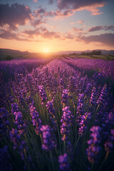 Obraz premium lavender field at sunset
