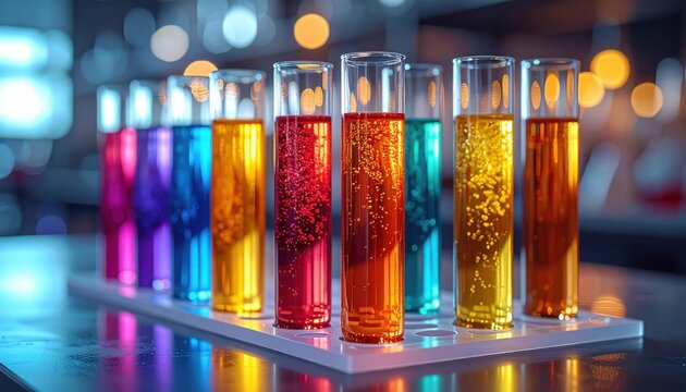 FlyPro Firefly Isolated Test Tubes Filled with Colored Pathogen Samples in Professional Camera