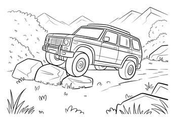 Off-Road SUV 4x4 Vehicle Adventure Vector Illustration © Habibur