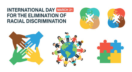 Naklejka premium Diverse people unite for International Day of Racial Discrimination awareness