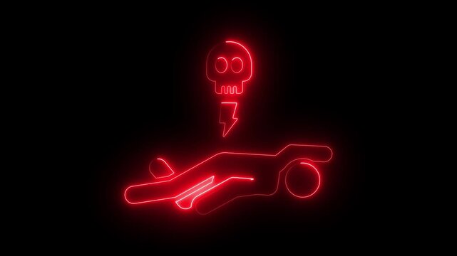 Glowing neon lightning sign, looped fast winking animation. Electric energy, electricity charge, thunderbolt power, voltage. Colorful blink
