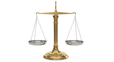 Golden Balance Scale (Scales of Justice) in Photo-realistic 3D Render, Symbolizing Law, Ethics, Business, and Fairness on a Black Background