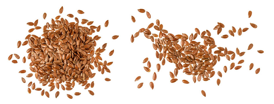 flaxseed isolated on white background. Top view. Flat lay