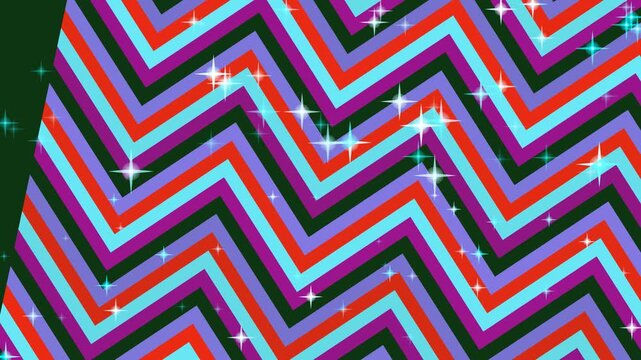 Colorful zigzag pattern with sparkles.