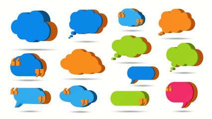 Obraz premium A vibrant and diverse collection of colorful 3D speech bubbles and thought balloons, perfect for modern digital communication and dialogue design elements