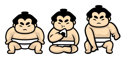 Set of cute Sumo mascot designs.