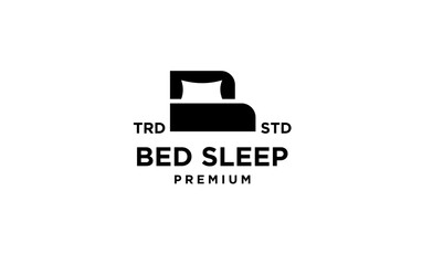 Minimalist black bed and pillow logo design forming letter B for sleep and comfort brand. © alpha