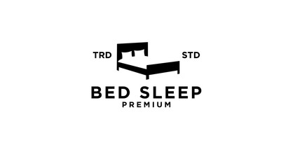 Fototapeta premium Minimalist Bed Sleep Premium Logo Design with Black Bed Icon and Typography