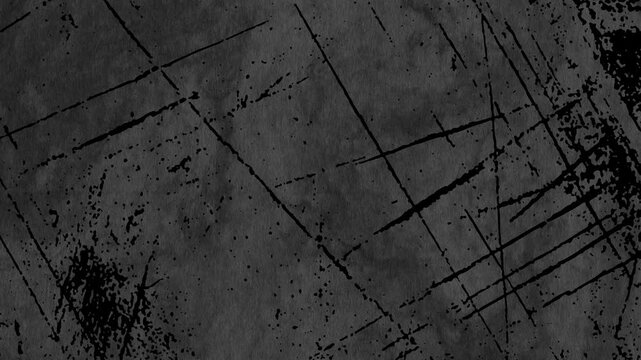 Black grunge texture with flickering scratch lines for horror and chaos