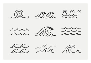 Naklejka premium Collection of Simple Line Wave and