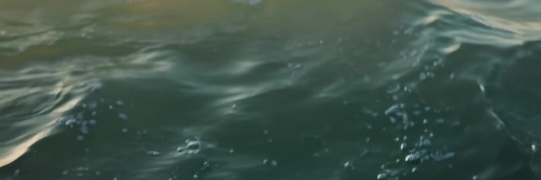 Close view of ocean waves with sunlight reflections, website banner in wide format with copy space, dynamic sea motion, natural marine background.