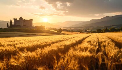 Field castle sunset