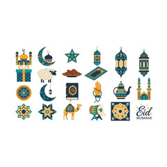 Vibrant Islamic Holiday Icons for Eid and Ramadan Celebrations