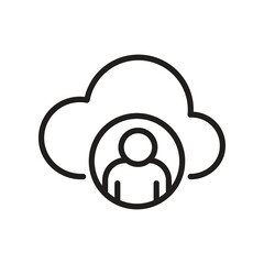 Cloud Services Line Icon &ndash; Data Storage, Hosting and Network Infrastructure Outline Vector Illustration