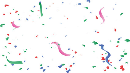 party streamers and confetti , falling colorful confetti isolated on transparent background cutout