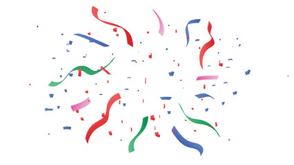 Confetti Failing White Background. Colorful bright confetti isolated on transparent background.