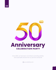 50th anniversary party celebration logotype gold gradient