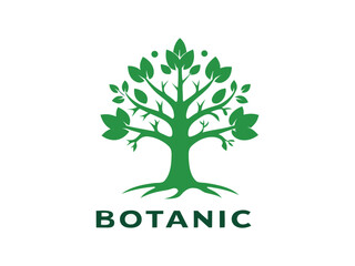 Obraz premium Eco Tree with Roots and Leaves Organic Brand Logo Concept