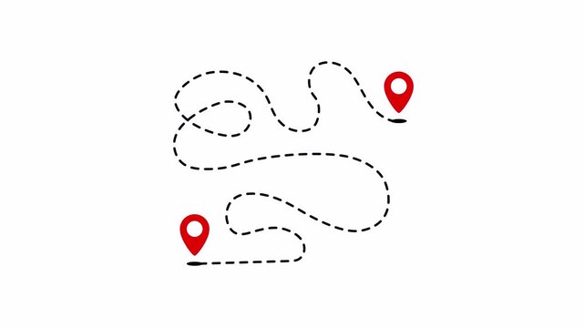 Complex Route Path Animation With Location Pins Alpha Channel