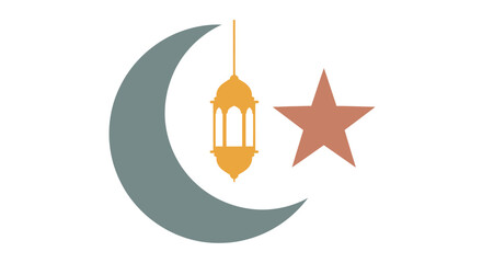 Obraz premium Ramadan Kareem celebration with crescent moon and star symbol
