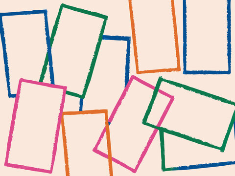 Colorful overlapping rectangles with a hand drawn aesthetic on a light background