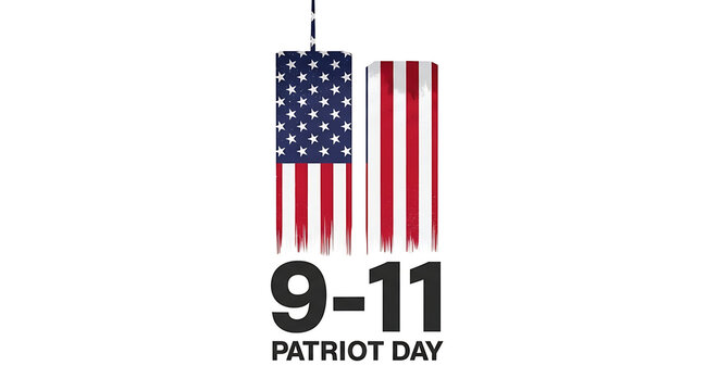 A patriotic image commemorating 9-11 with a stylized american flag design.