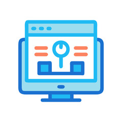 Computer screen with power button display on transparent background