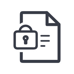 Document secured with a padlock icon view on transparent background