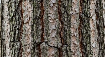 Close-up texture of ancient weathered tree bark with natural patterns and cracks