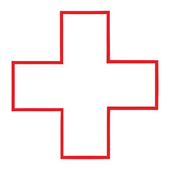 Obraz premium A simple red cross symbol on a white background, representing medical or first aid themes.