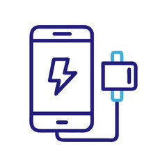 Phone charging with adapter illustration on transparent background