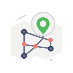 Network map with location pin illustration on transparent background