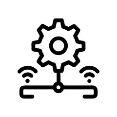 Gear and wifi connection network outline on transparent background