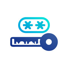 Password protection and key security icon on transparent background