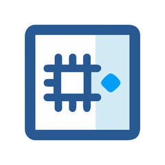 Blue square with grid and diamond shape art on transparent background