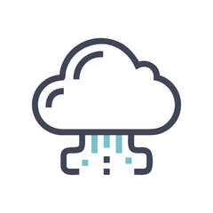Cloud with rain vector line style design on transparent background