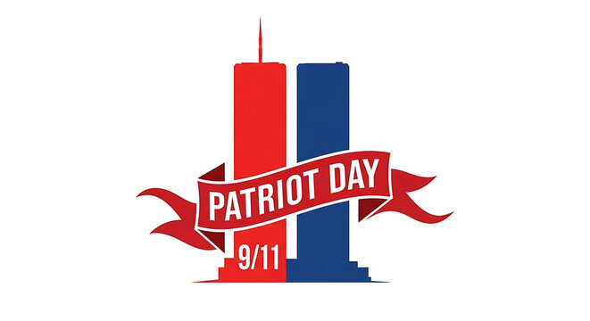 Patriot day graphic illustration honoring 9/11 with twin towers